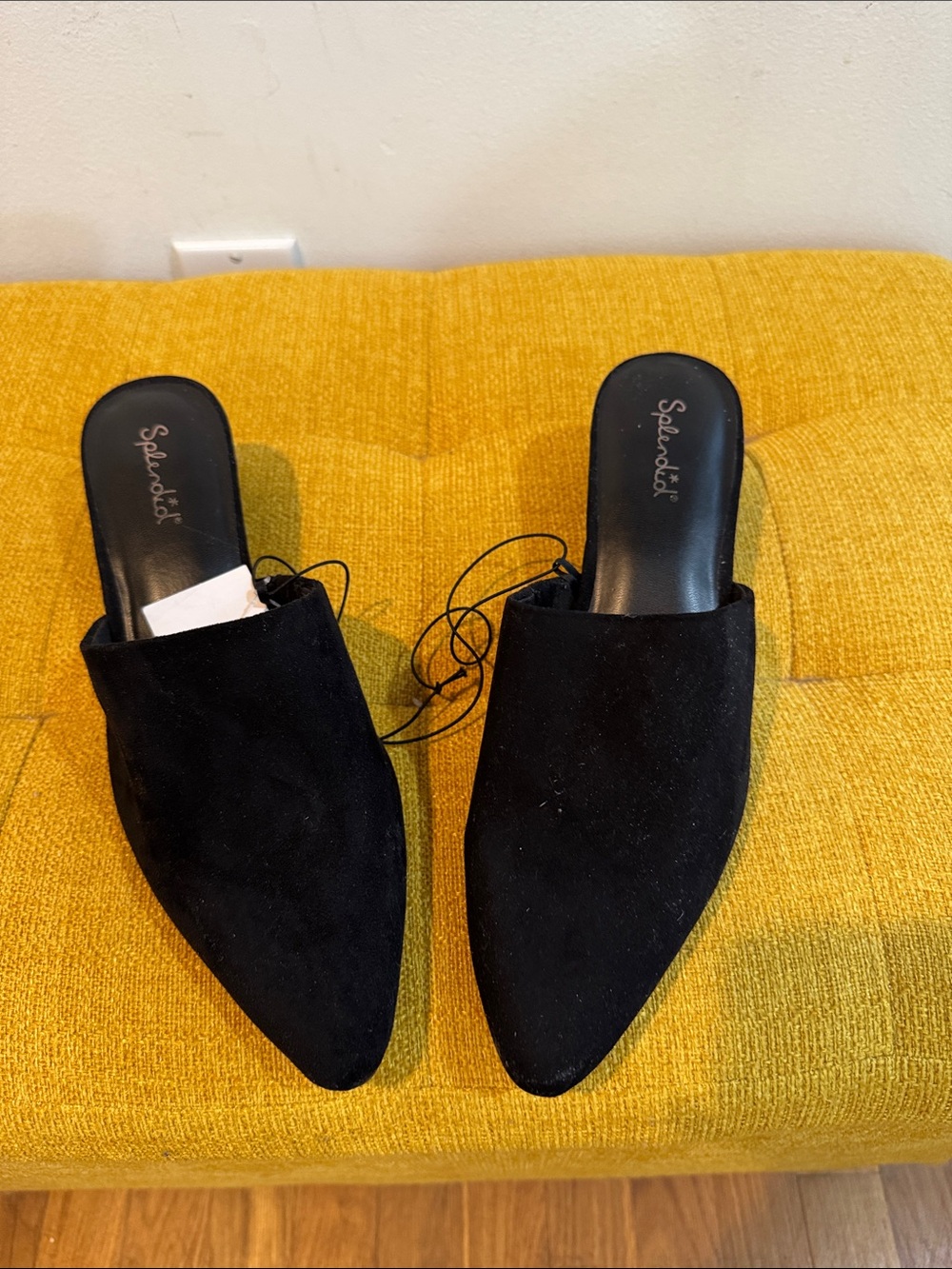 Splendid Black Suede Pointed Slip-On Mules